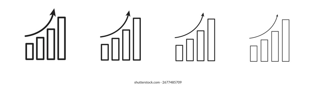 Paquete de Vector de contorno de icono de gráfico de crecimiento. Mejor para el Web, móvil, ui