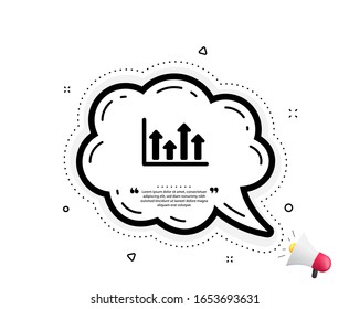 Growth chart icon. Quote speech bubble. Financial graph sign. Upper Arrows symbol. Business investment. Quotation marks. Classic upper arrows icon. Vector