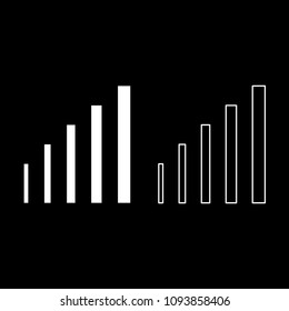 Growth chart icon set white color outline