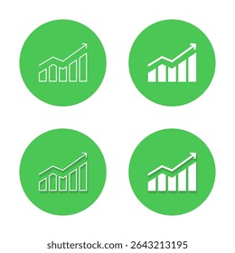 Growth chart icon with shadow. Upward graph arrow sign symbol