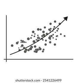 Ícone do gráfico de crescimento. Gráfico de dados estatísticos. Ilustração de tendência ascendente. Conceito vetorial.