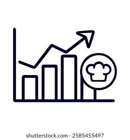 A growth chart icon symbolizing food business expansion