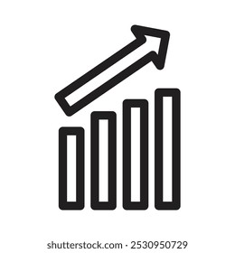 Ícone de Gráfico de Crescimento Ilustração plana de linha fina