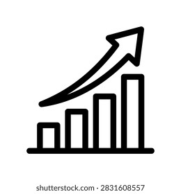 Growth chart icon vector design with rising arrow graph symbolising business success and financial profit