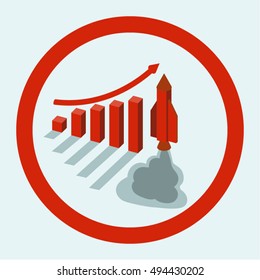 Growth chart icon. Vector EPS10. Economic icons. Flat design style.