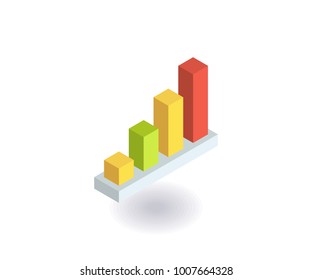 Growth chart icon. Vector illustration in flat isometric 3D style.