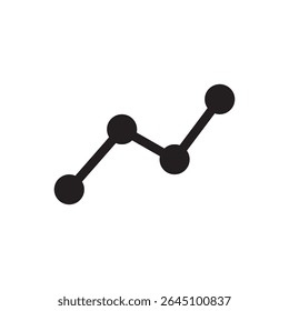  growth chart icon vector. Simple line graph with dots, for analytics or progress tracking themes.