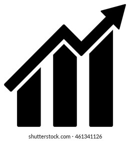 Growth Chart icon. Vector style is flat iconic symbol with rounded angles, black color, white background.