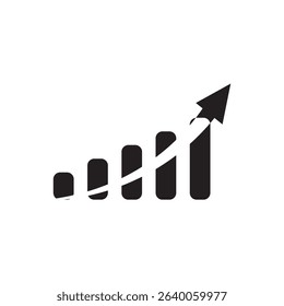 Growth chart icon vector. Upward bar graph symbolizing business success, finance, and analytics.