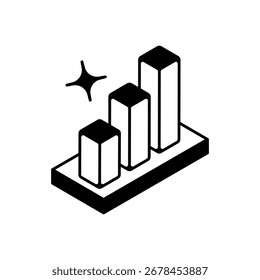 Icono de gráfico de crecimiento con fondo blanco Vector ilustración de stock