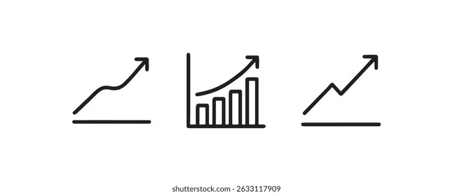Growth chart icons showing upward business trends vector