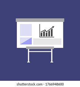 growth chart image on flip board, business training, black and white vector illustration,
