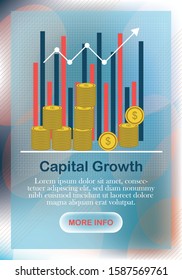 Growth chart and improvement of profit. Vector Illustration