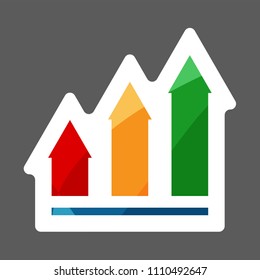Growth chart, Infographic, chart icon, Flat vector illustration. Business concept chart pictogram. Vector colored sticker. Layers grouped for easy editing illustration.  For your design.