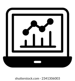 Growth chart inside laptop showing vector design of business chart in modern style