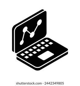 Growth chart inside laptop showing concept icon of online analytics or online stats, data analytics