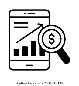 Wachstumskarte innerhalb von mobile mit Vergrößerungsfunktion, die Vektorgrafik mobiler Datenanalysen zeigt