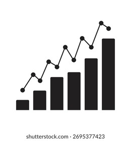 Gráfico de crecimiento aislado sobre fondo blanco que muestra una tendencia al alza, que representa el éxito empresarial, el progreso financiero y el rendimiento positivo del mercado a lo largo del tiempo.