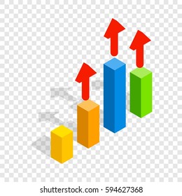 Growth chart isometric icon 3d on a transparent background vector illustration