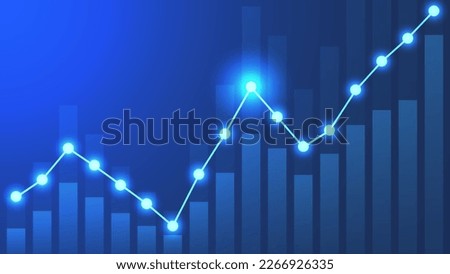 Growth chart with line and glowing particle effect. Concept of financial and business growing for background. Vector illustration.