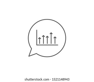Growth chart line icon. Chat bubble design. Financial graph sign. Upper Arrows symbol. Business investment. Outline concept. Thin line growth chart icon. Vector