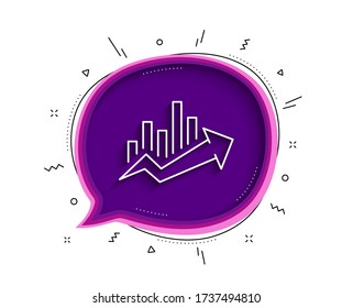 Symbol für Wachstumstabelle Chat Blase mit Schatten. Discount-Zeichen. Absatzdiagramm-Symbol Symbol für dünne Linien Vector