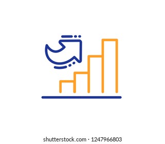 Growth chart line icon. Column graph sign. Market analytics symbol. Colorful outline concept. Blue and orange thin line color Growth chart icon. Vector