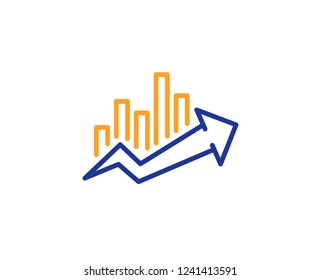 Growth chart line icon. Discount sign. Sale diagram symbol. Colorful outline concept. Blue and orange thin line color Growth chart icon. Vector