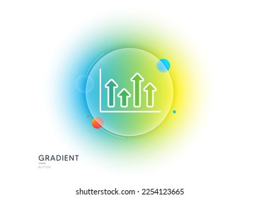 Growth chart line icon. Gradient blur button with glassmorphism. Financial graph sign. Upper Arrows symbol. Business investment. Transparent glass design. Upper arrows line icon. Vector