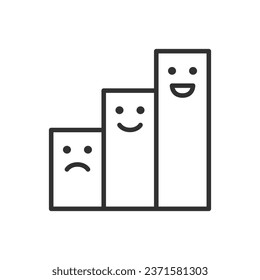 Growth chart, linear icon, increasing column with faces. Line with editable stroke