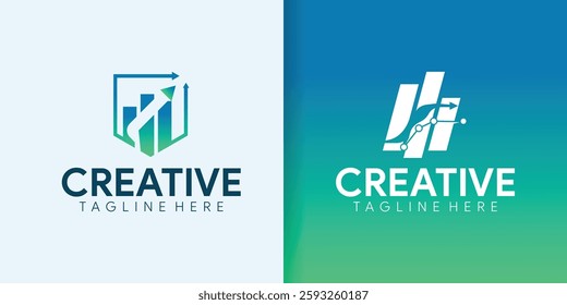 Growth chart logo design, gradient background, corporate branding