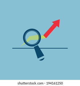 Growth chart and magnifier icon