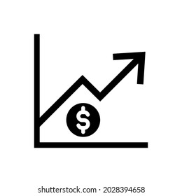 gráfico de crecimiento con icono de dinero. símbolo vector de inversión