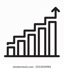 Growth chart and monitoring, control tool.Data analytics.Successful business performance. Achieving high results. Vector linear icon isolated on white background.
