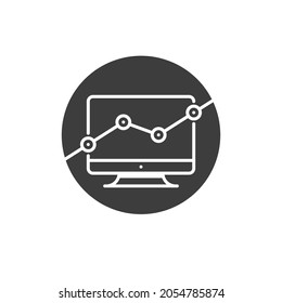 Growth chart on the monitor logo template. Emblem for business company. Technology, Science or Industrial logotype concept. Big Progress Icon. Vector illustration EPS 10.