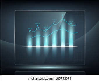 growth chart on transparent screen
