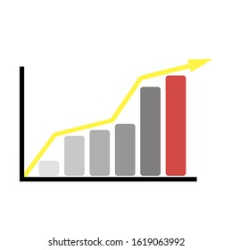 Growth chart on white background. Dill, wrench, saw, pliers, hammer, level for repair. Vector illustration in trendy flat style. ESP 10.