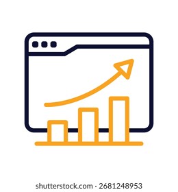 Growth Chart Outline bold Vector Icon which can be easily modified or Edited 