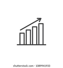 Growth Chart Outline Icon. Linear Style Sign For Mobile Concept And Web Design. Growing Chart Graph With Arrow Up Line Vector Icon. Symbol, Logo Illustration. Pixel Perfect Vector Graphics