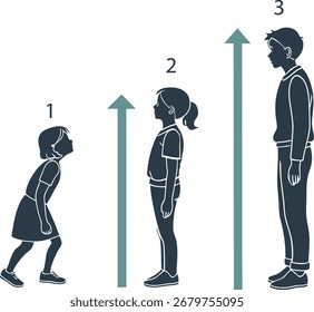 Wachstumsdiagramm mit Menschen Silhouette Vektorsymbol - Minimal Clean Business Outline Design