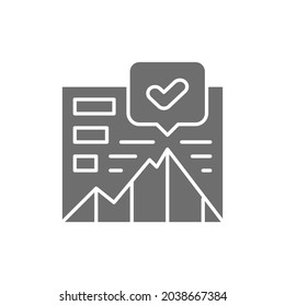 Growth chart, presentation grey icon. Isolated on white background