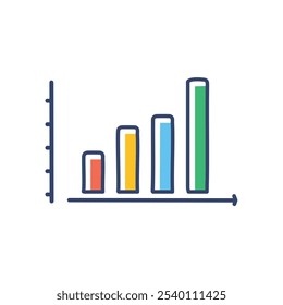 Aumento do progresso do gráfico de crescimento. Gráfico de barras ascendente mostrando desenvolvimento positivo, tendência ascendente, sucesso e conquista.  Ilustra progresso e aprimoramento.