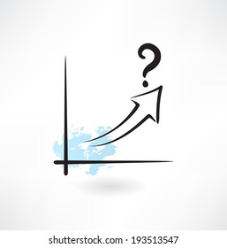 growth chart and question grunge icon