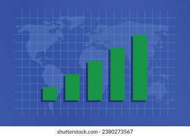 Wachstumskarte mit steigenden Gewinnen auf der Weltkarte