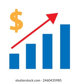Growth Chart Set of business and Financial icons. Flat design.