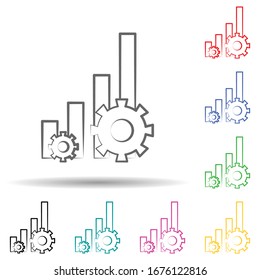 Icono de conjunto de varios colores de la configuración del gráfico de crecimiento. Línea delgada simple, contorno vectorial de los íconos de negocios y administración para ui y ux, sitio web o aplicación móvil