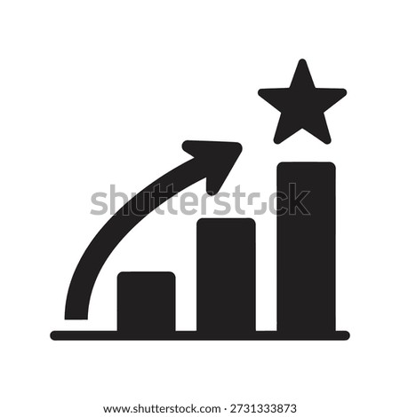 Growth chart with star and arrow icon for business success and rise a symbol for market achievement and financial profit goal
