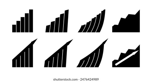 Growth chart, statistics. Arrow. The broken line. Illustration