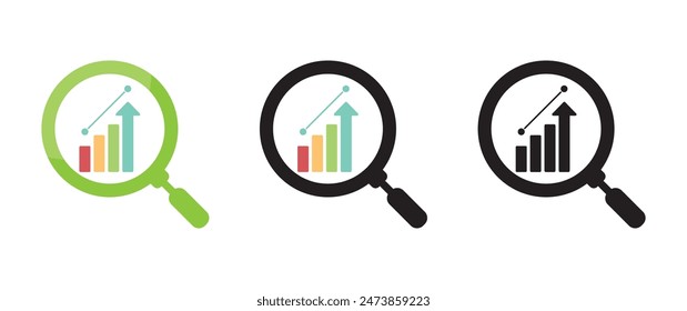 growth chart stats with magnifying glass object good bussiness