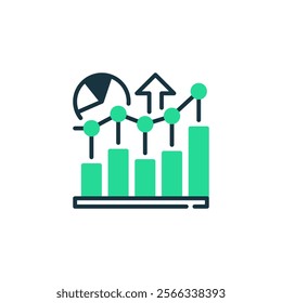 Growth Chart Two Tone Color Icon. linear style sign for mobile concept and web design. Outline vector icon.